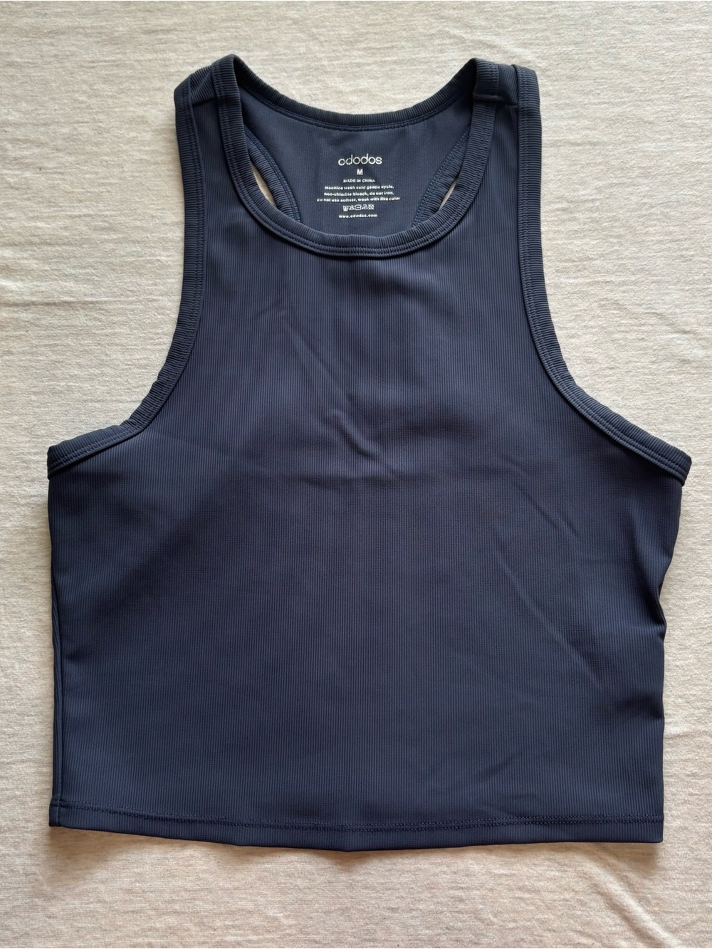 Ododos High Neck Racerback Crop Tank Navy Gray Athletic Top Size M